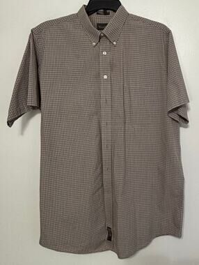 Alexander Lloyd Brown Plaid Button Shirt 17.5 Tall Men's